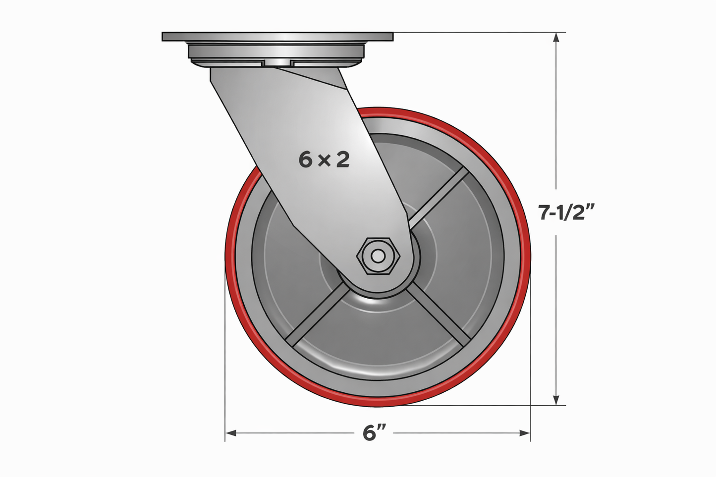 6" Polyurethane Swivel Caster – 1200 lb Capacity