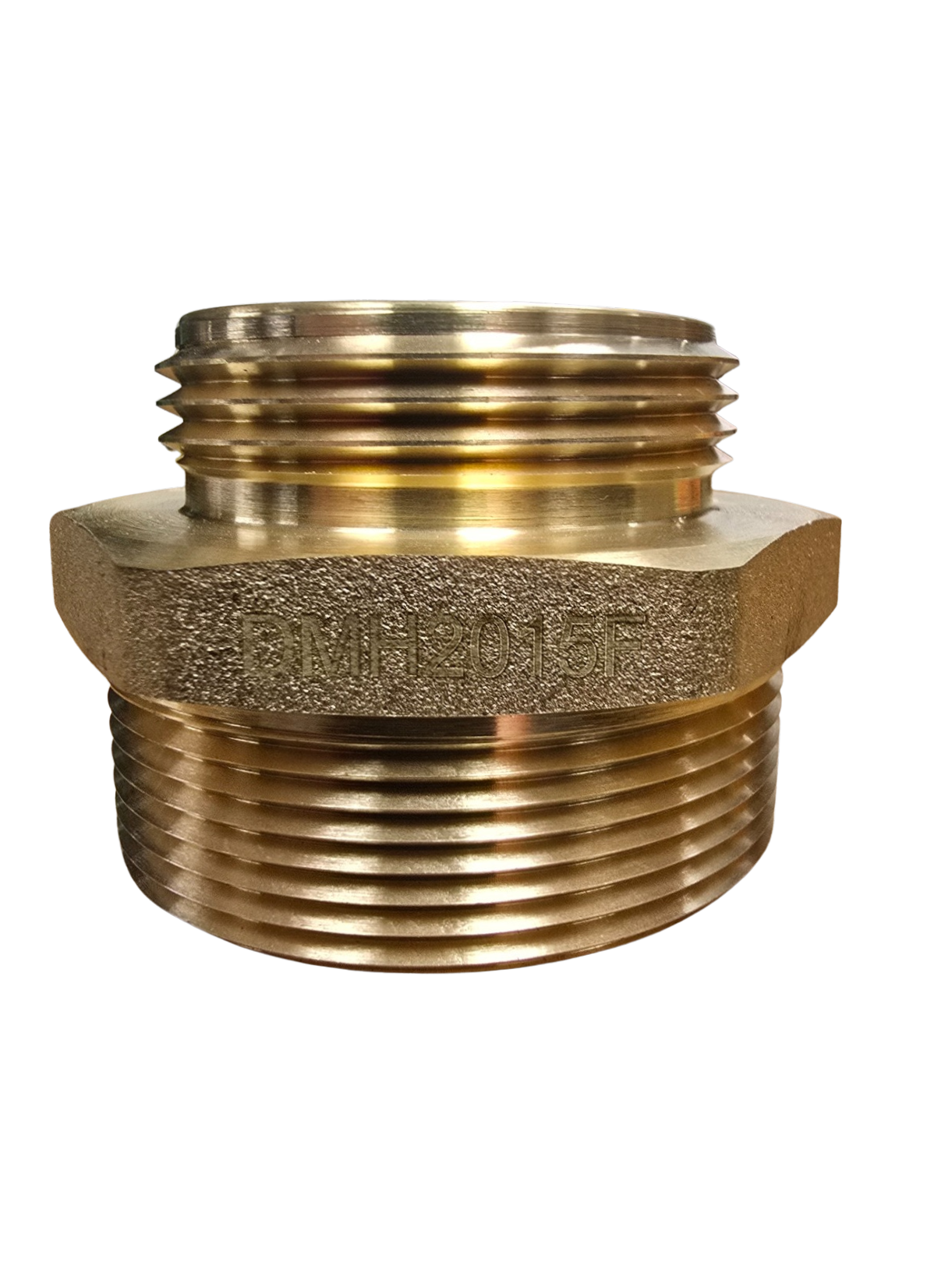 2" MPT x 1 1/2" MNST Brass Double Hex Nipple