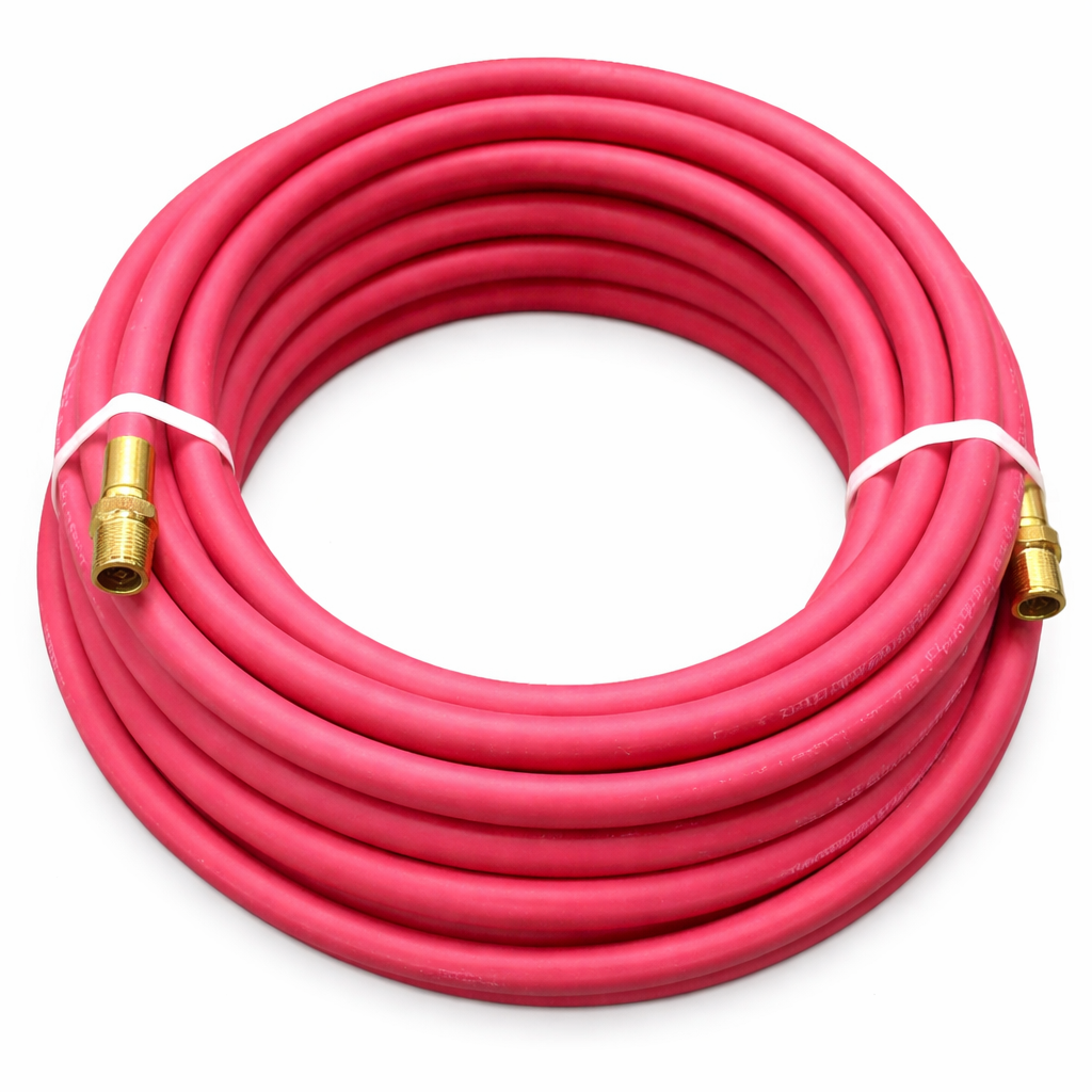 7092RLB-600 3/8” x 50 ft Rubber Air Hose Assembly – 300 PSI, 1/4” MPT Brass Ends