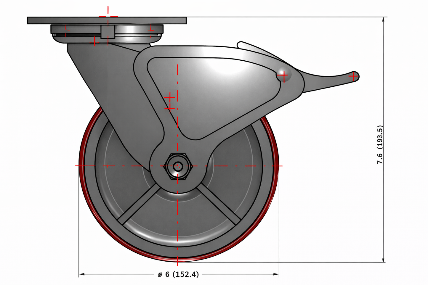 6" Polyurethane Swivel Caster – 1200 lb Capacity