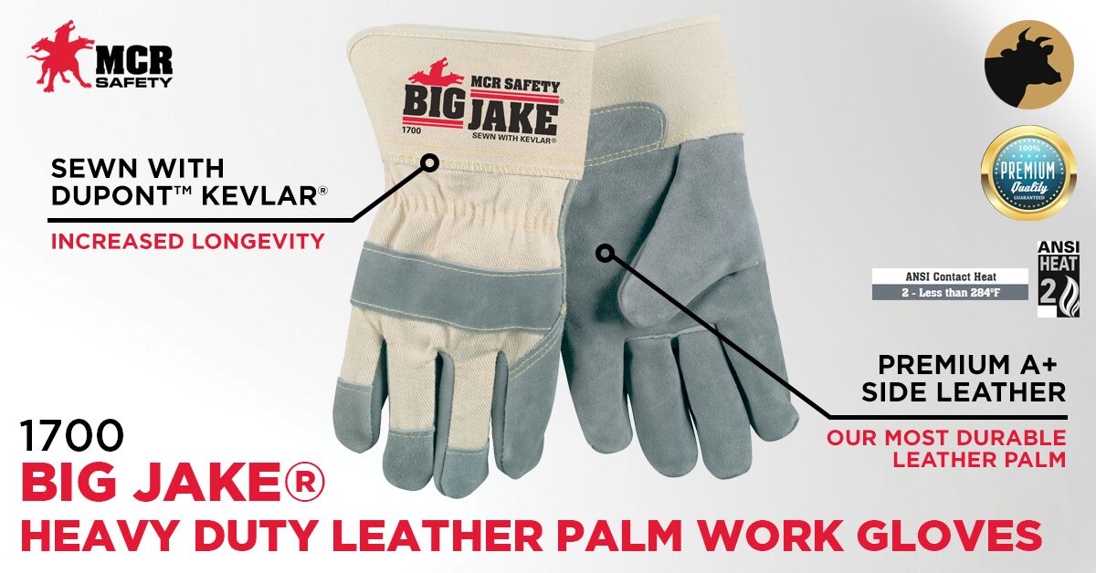 1700 - Big Jake® Series Leather Palm Work Gloves (Extra Large)
