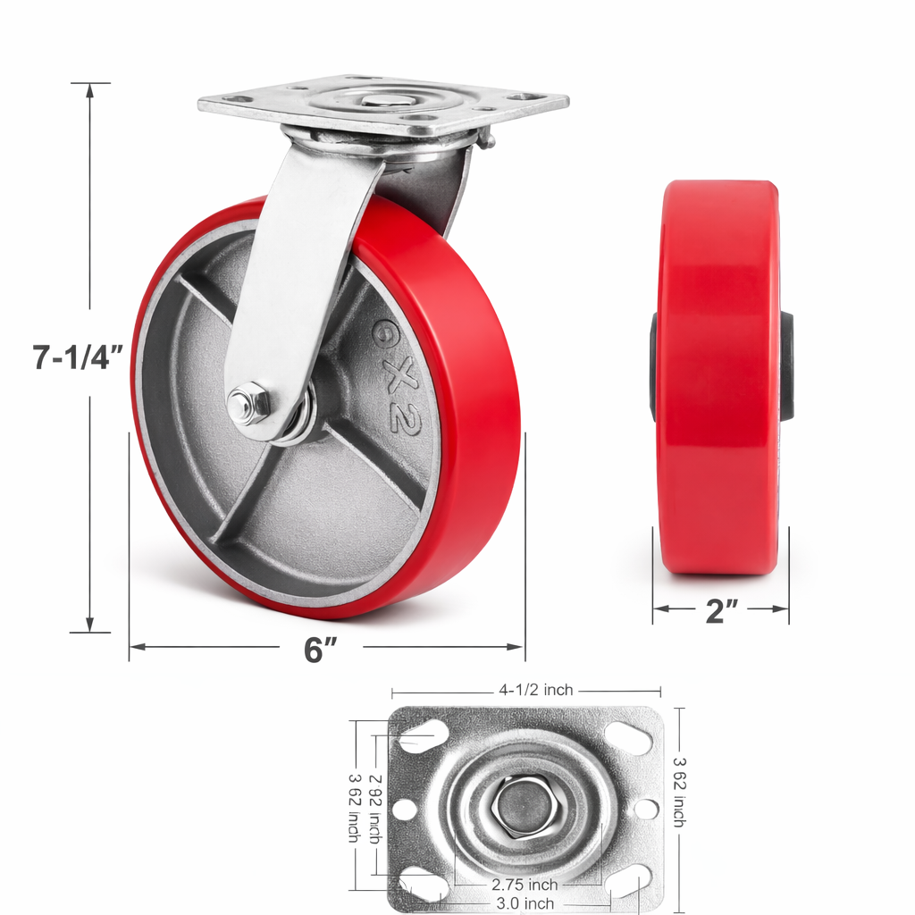 6" Polyurethane Swivel Caster – 1200 lb Capacity
