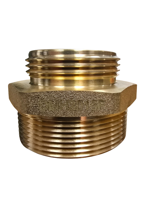 2" MPT x 1 1/2" MNST Brass Double Hex Nipple