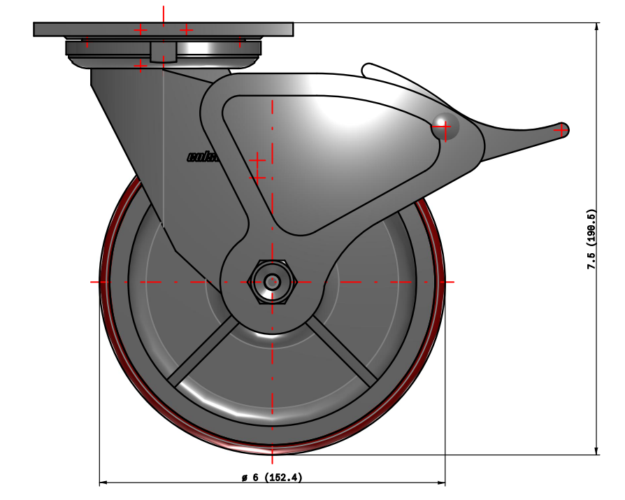 8" Polyurethane Swivel Caster – 1250 lb Capacity