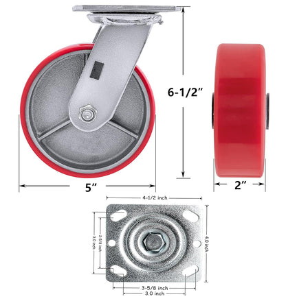 5" Polyurethane Swivel Caster – 1000 lb Capacity