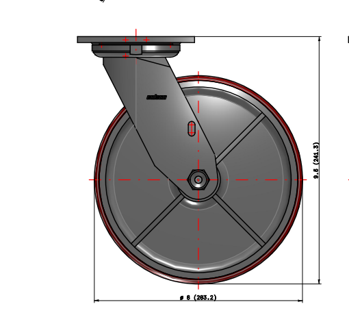 8" Polyurethane Swivel Caster – 1250 lb Capacity