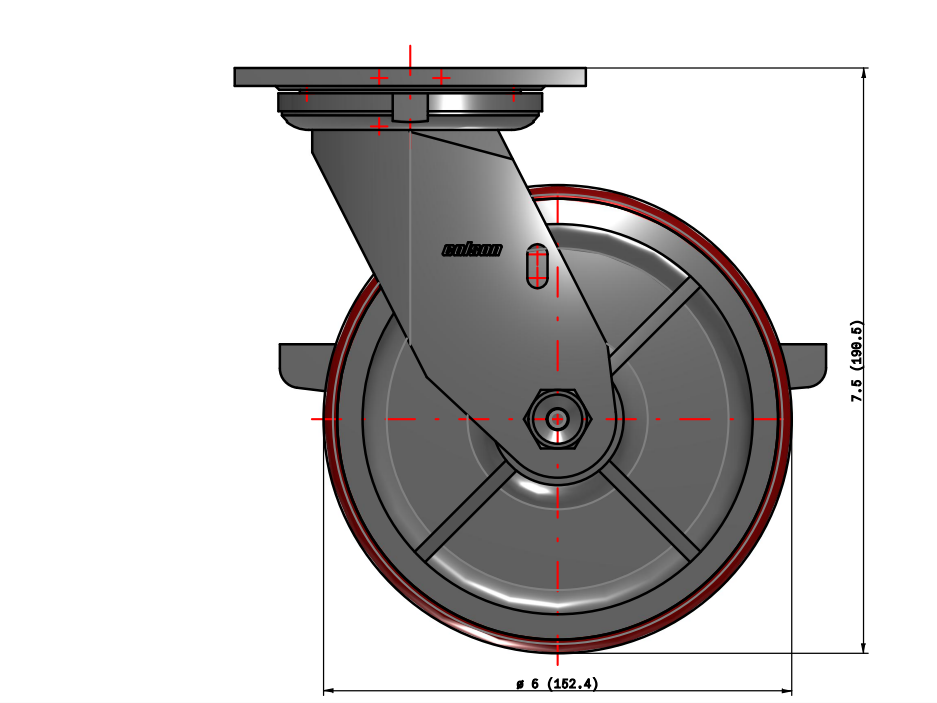 6" Polyurethane Swivel Caster – 1200 lb Capacity