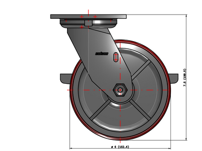 6" Polyurethane Swivel Caster – 1200 lb Capacity