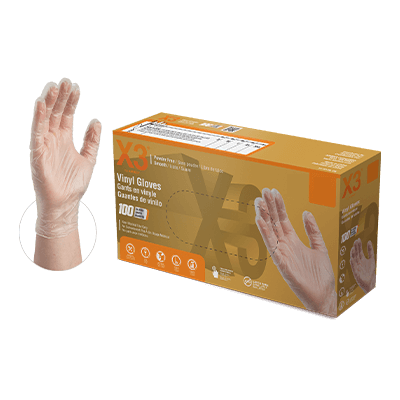 X3 Clear Vinyl Powder-Free Industrial Gloves