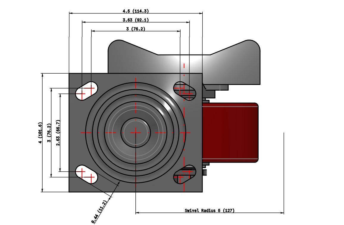 5" Polyurethane Swivel Caster – 1000 lb Capacity