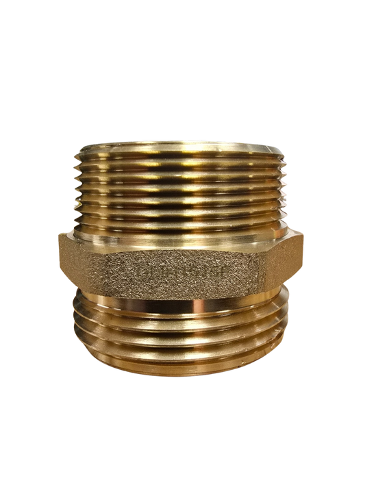 2 1/2" MPT x 2 1/2" MNST Brass Double Hex Nipple