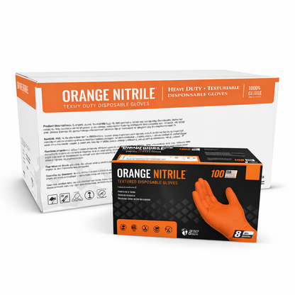 GLOVEWORKS HD Orange Nitrile Gloves – 8 mil Industrial Grade, Powder-Free